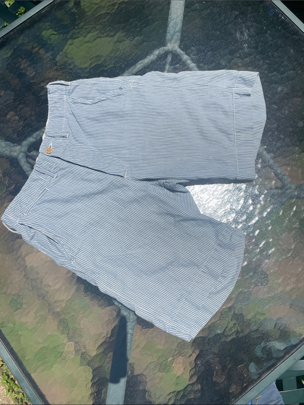 RRL Ramie / Cotton Striped Blue & White Summer Shorts
